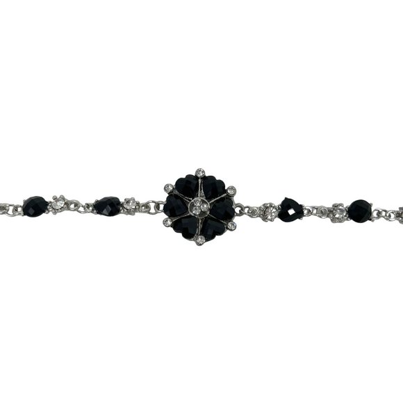 Charming Charlie Bracelet - Silver Plated Chain with‎ Heart & Round Black Stones - Picture 4 of 5